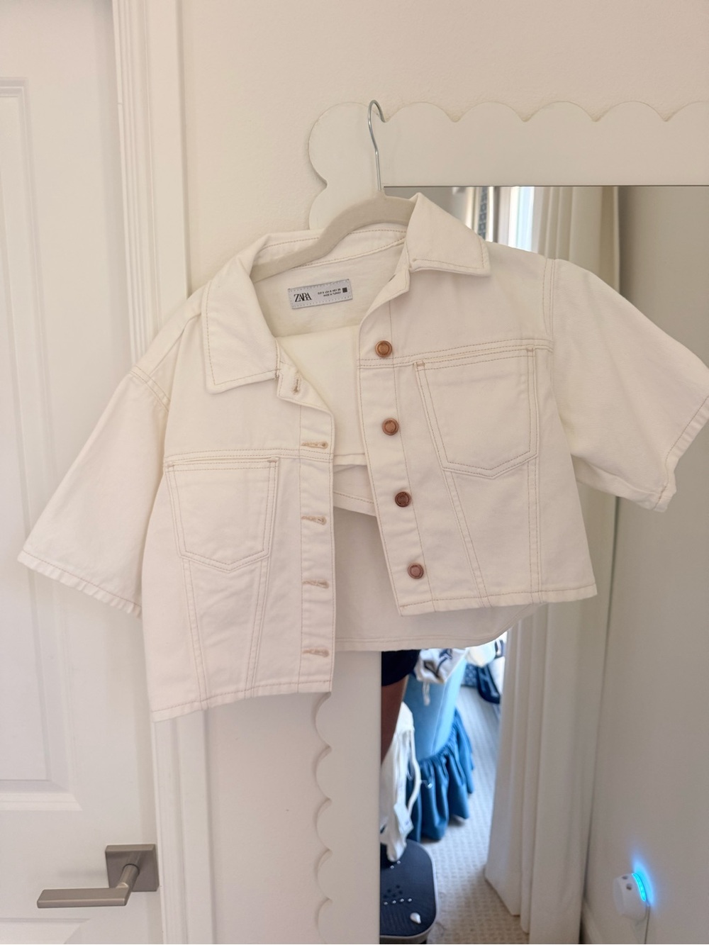 Zara Cream Cropped Denim Set